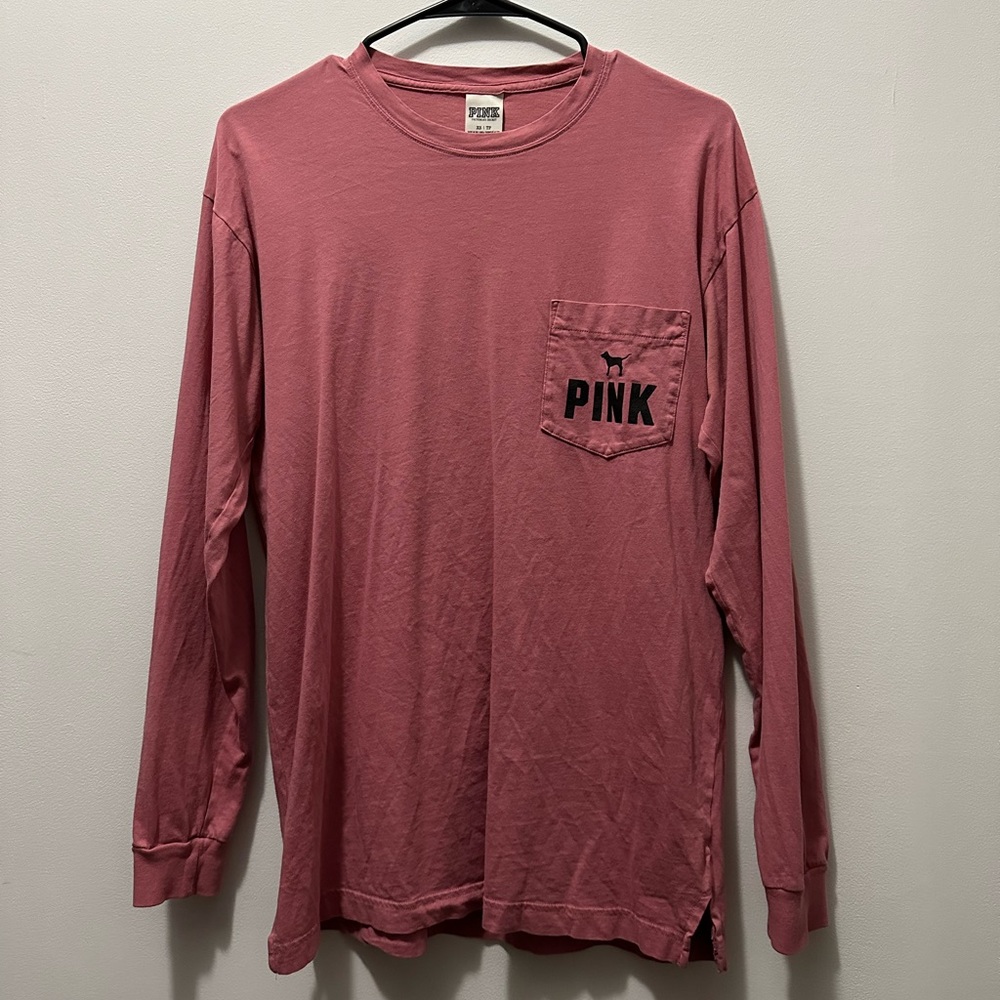 PINK Long Sleeve T-Shirt - Rose - Size: Extra Small